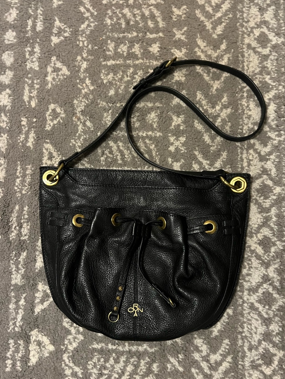 orYANI Celine Italian leather slouchy crossbody bag black gold-tone hardware